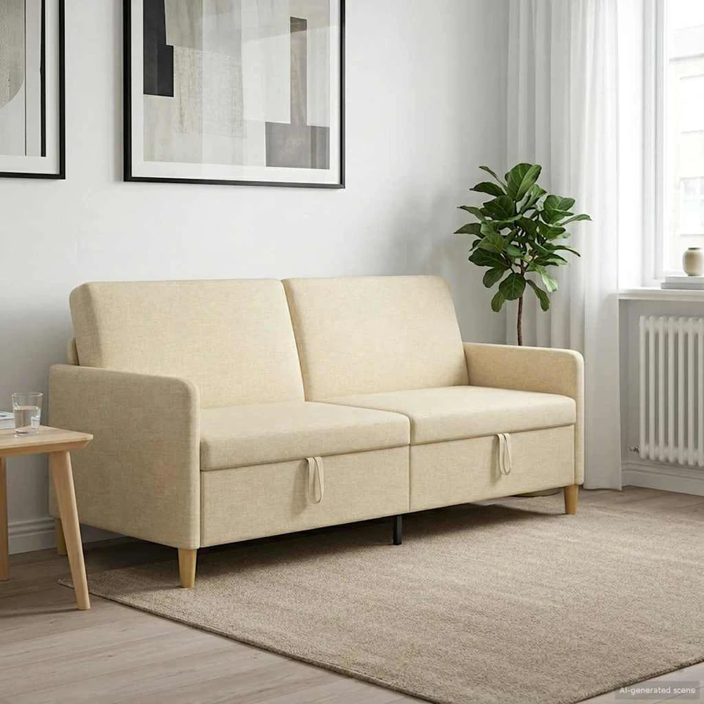 Sofa su saugojimo vieta Kreminė 192 x 78 x 87 cm Poliesteris