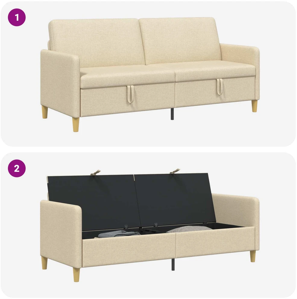 Sofa su saugojimo vieta Kreminė 192 x 78 x 87 cm Poliesteris