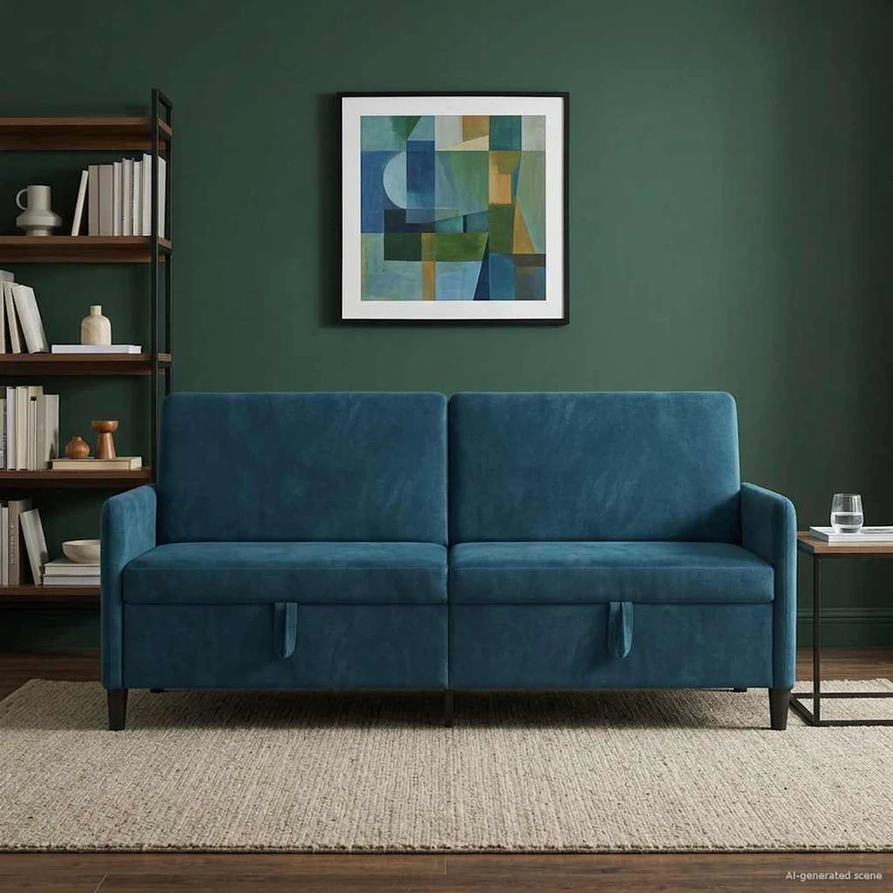 Sofa su saugojimo vieta Mėlyna 192 x 78 x 87 cm Poliesteris