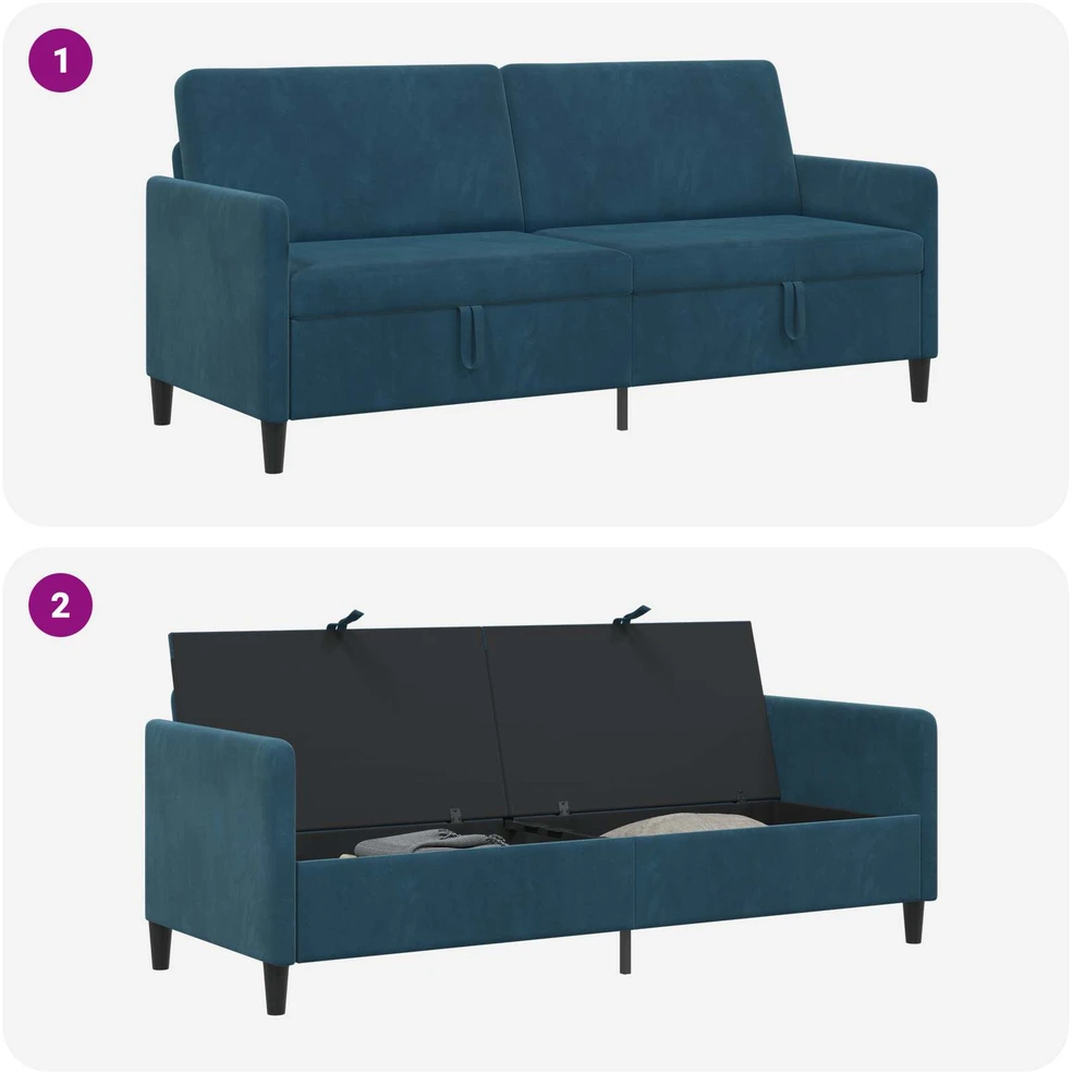 Sofa su saugojimo vieta Mėlyna 192 x 78 x 87 cm Poliesteris