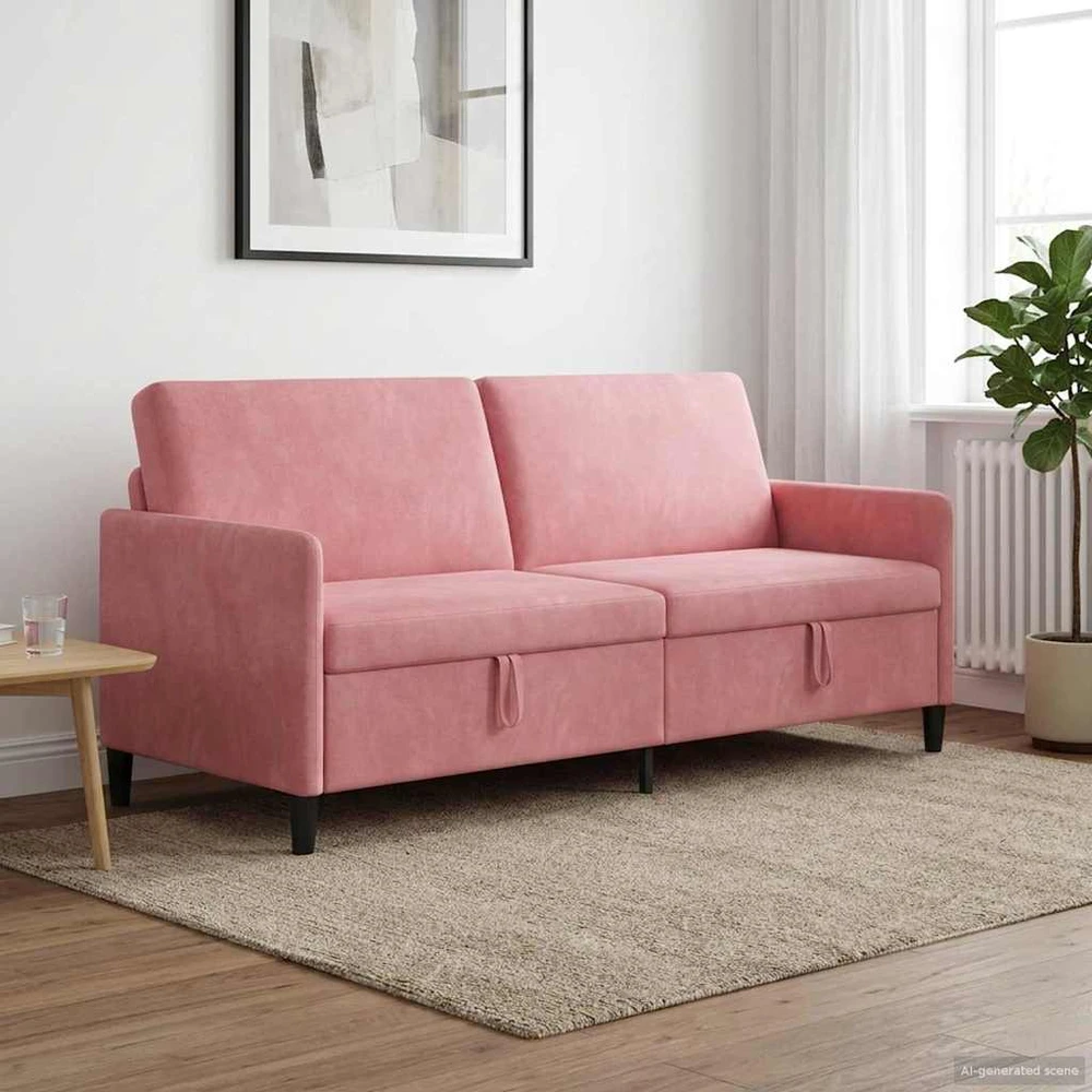 Sofa su saugojimo vieta Rožinė 192 x 78 x 87 cm Poliesteris