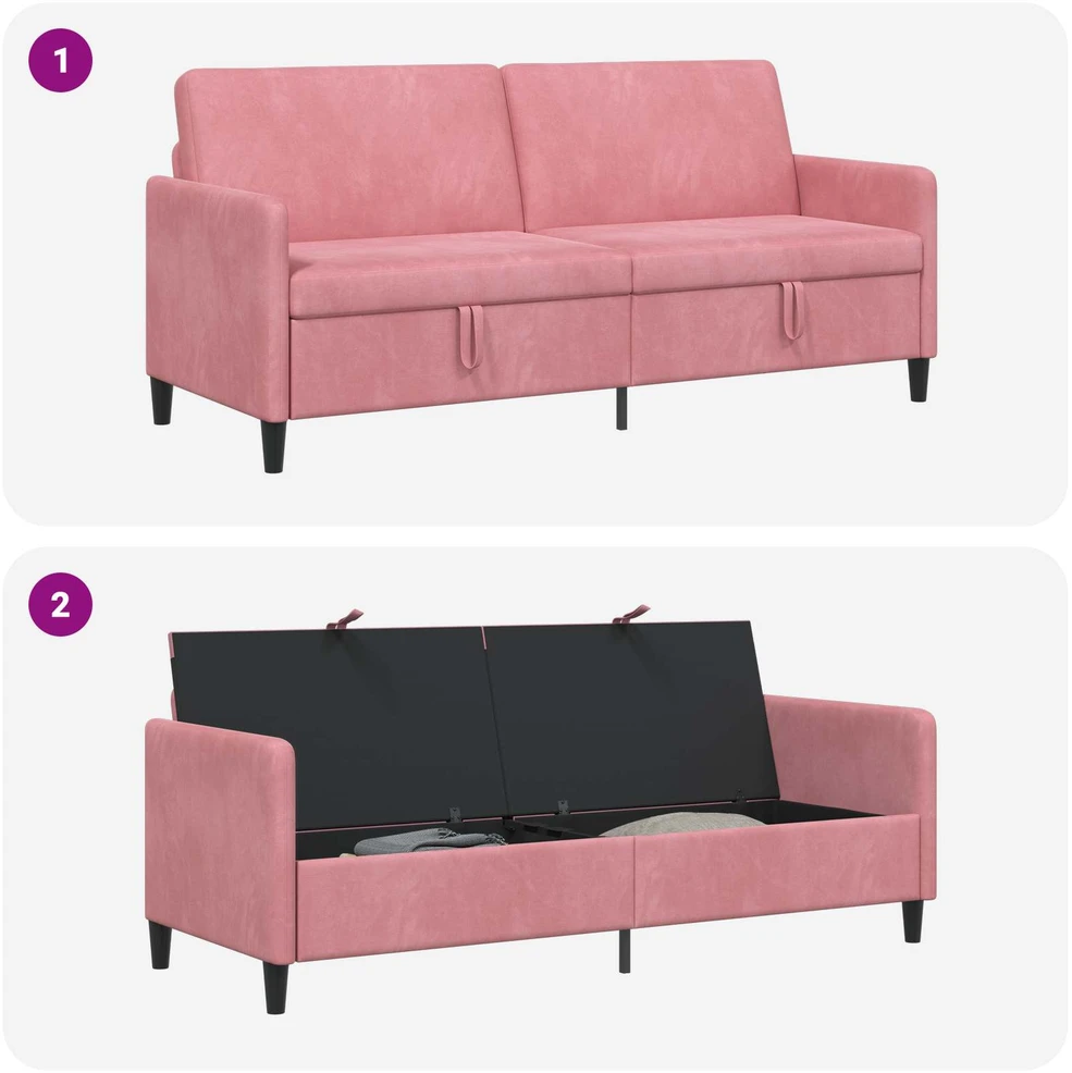 Sofa su saugojimo vieta Rožinė 192 x 78 x 87 cm Poliesteris