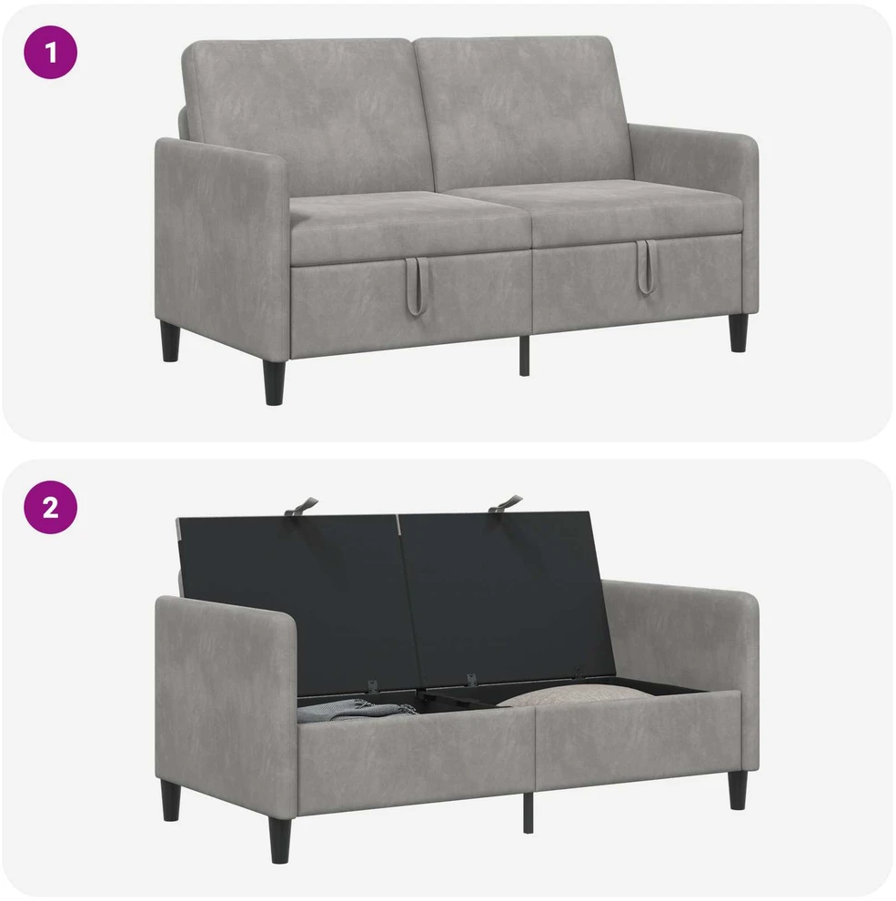 Sofa su saugojimo vieta Šviesiai pilka 152 x 78 x 87 cm