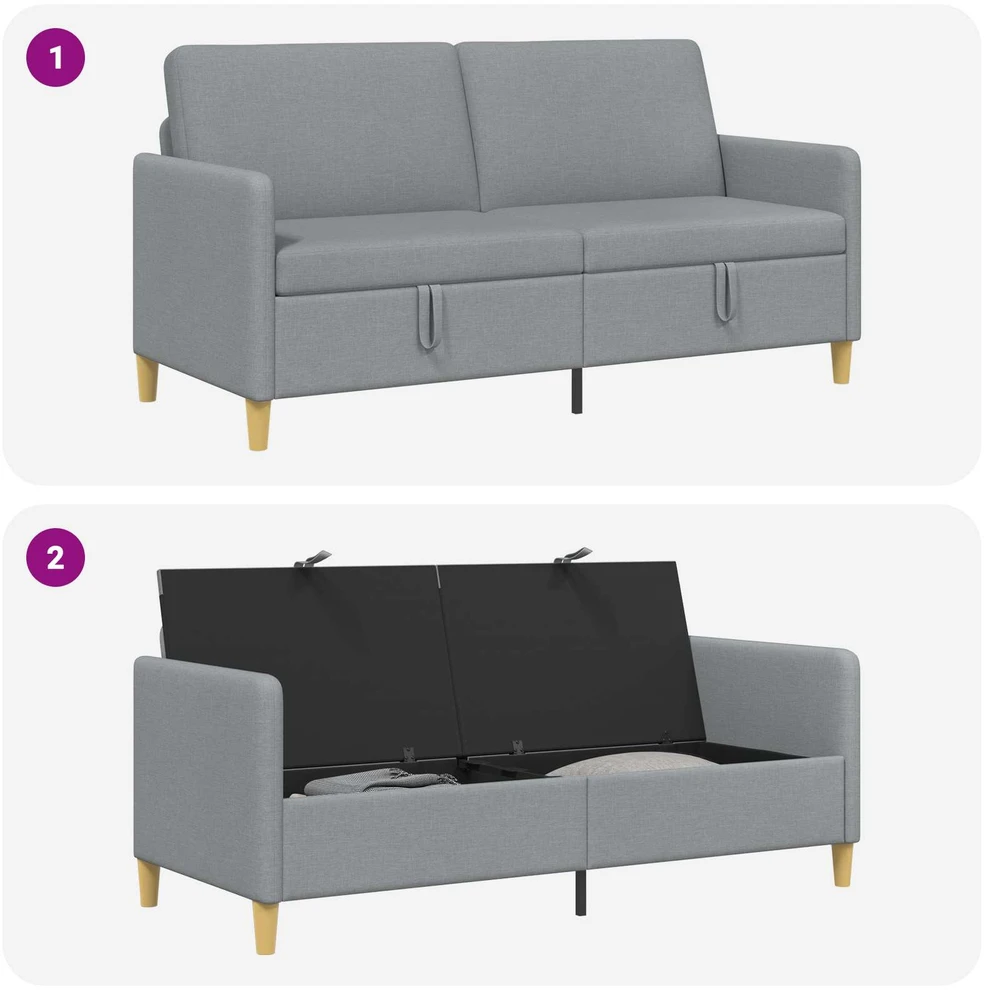 Sofa su saugojimo vieta Šviesiai pilka 172 x 78 x 87 cm