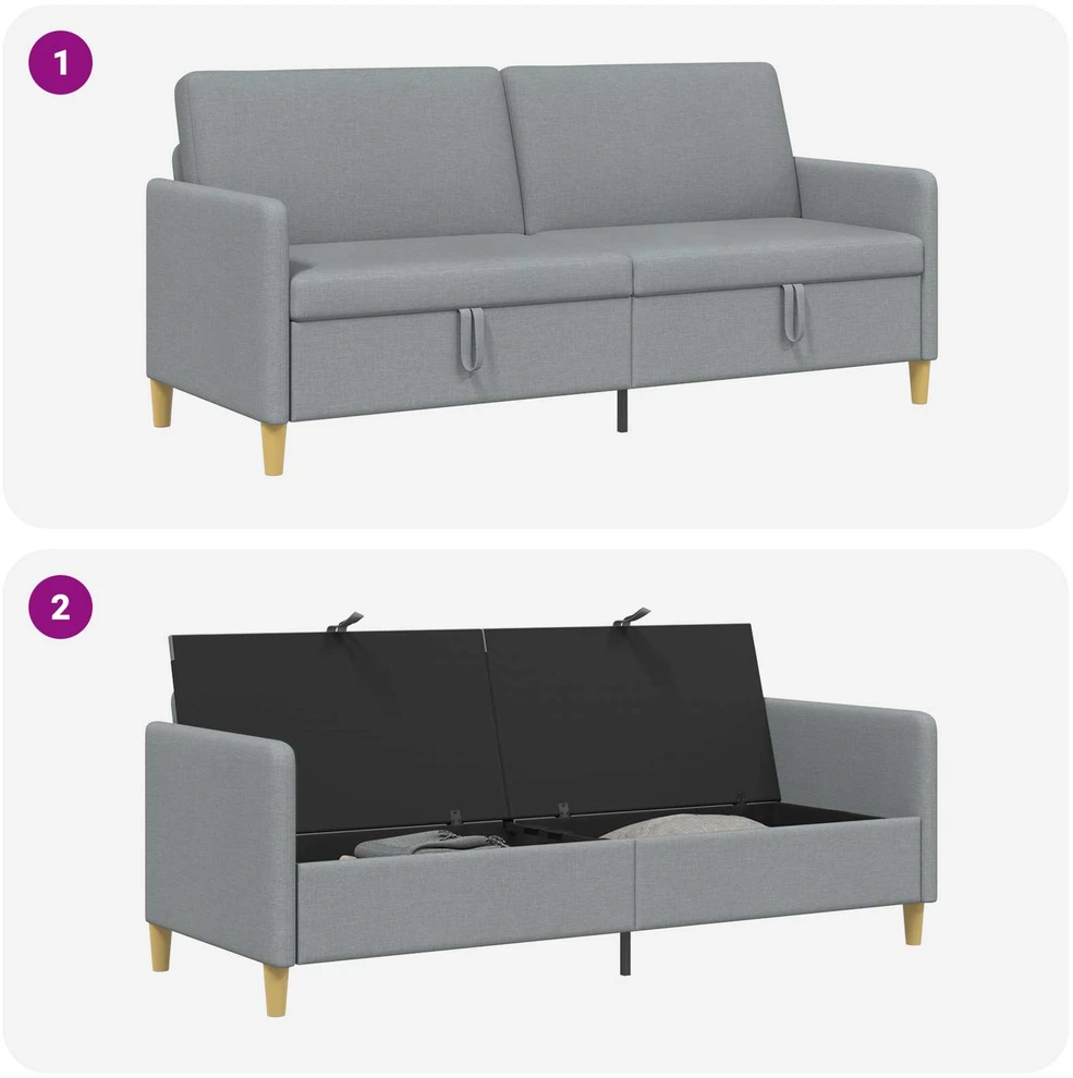 Sofa su saugojimo vieta Šviesiai pilka 192 x 78 x 87 cm