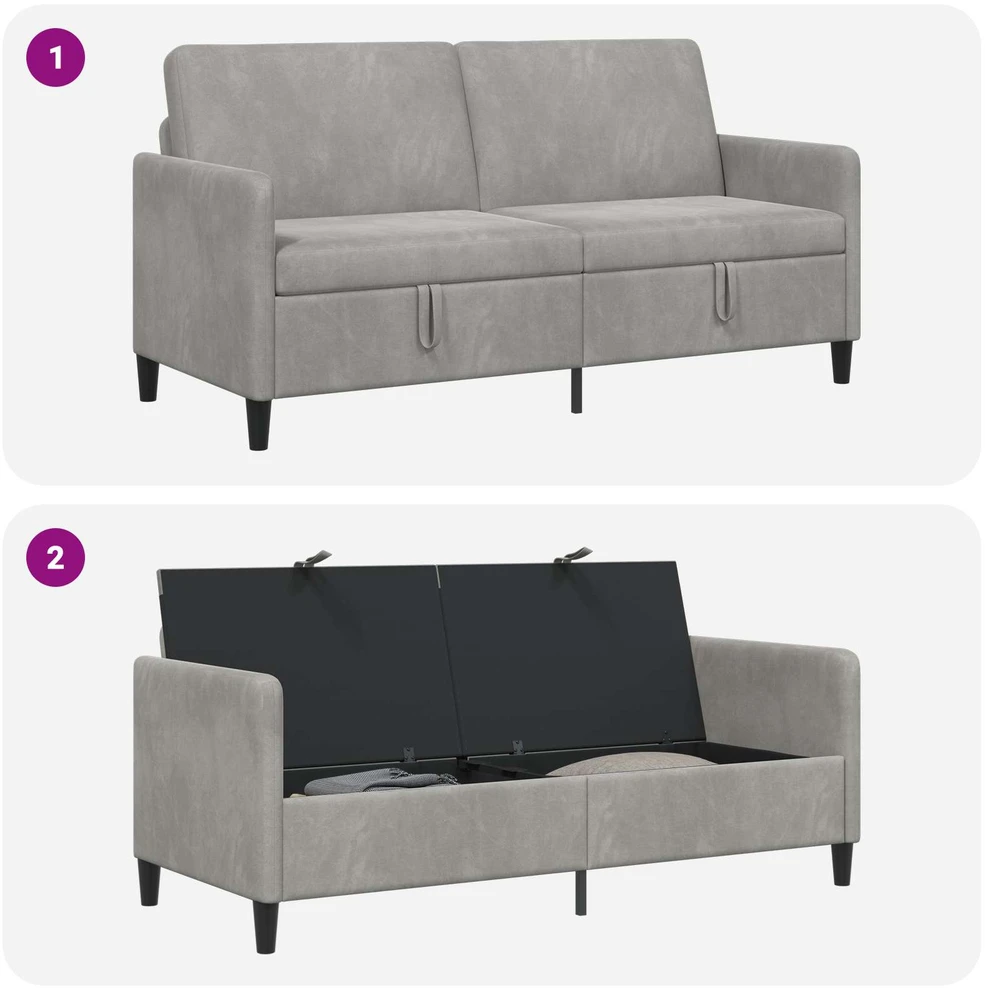 Sofa su saugojimo vieta Šviesiai pilka 172 x 78 x 87 cm