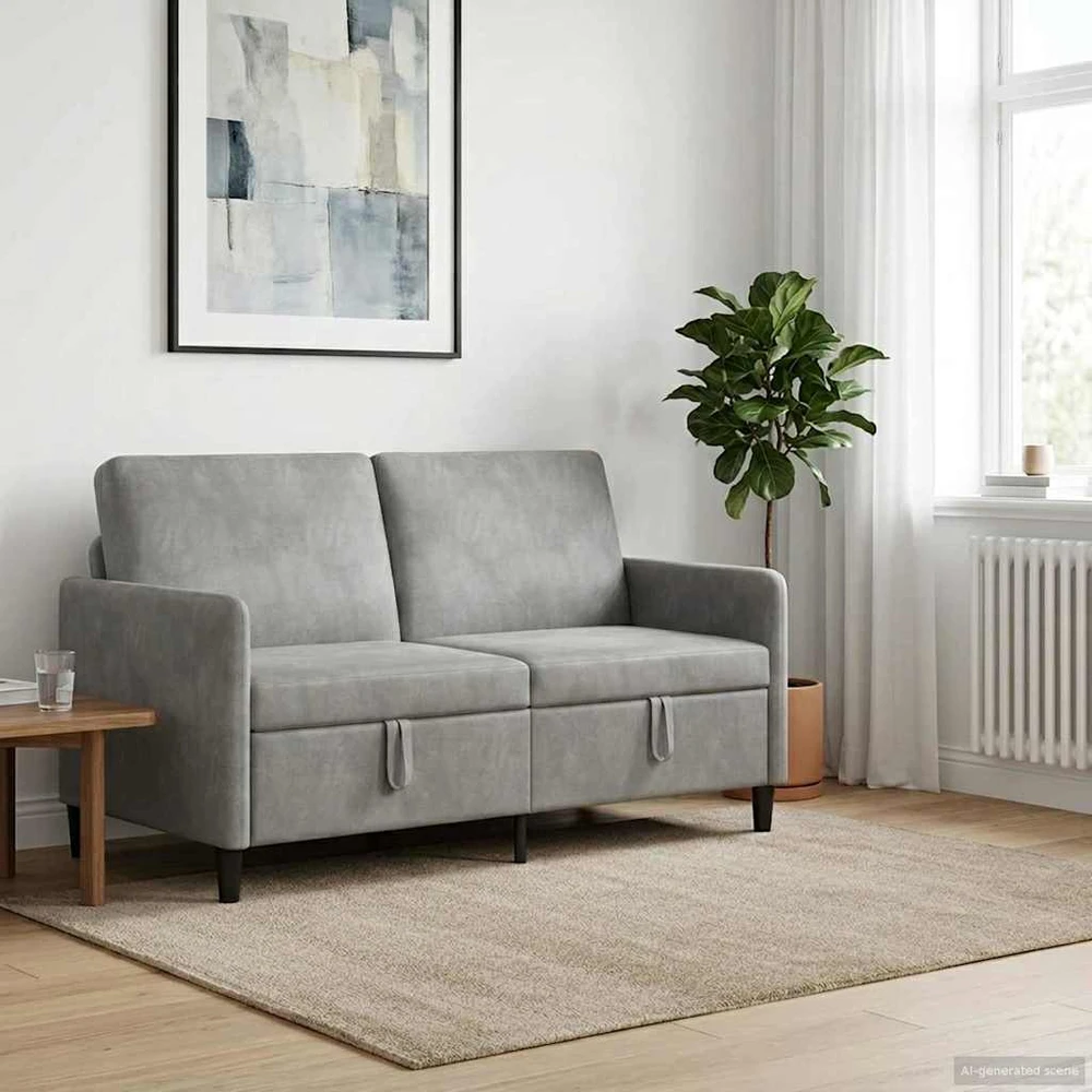 Sofa su saugojimo vieta Šviesiai pilka 152 x 78 x 87 cm