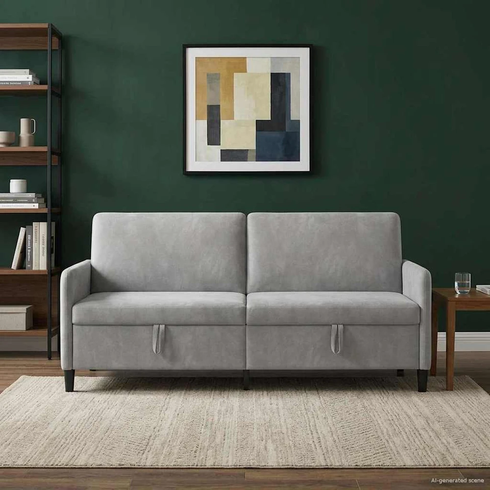 Sofa su saugojimo vieta Šviesiai pilka 192 x 78 x 87 cm