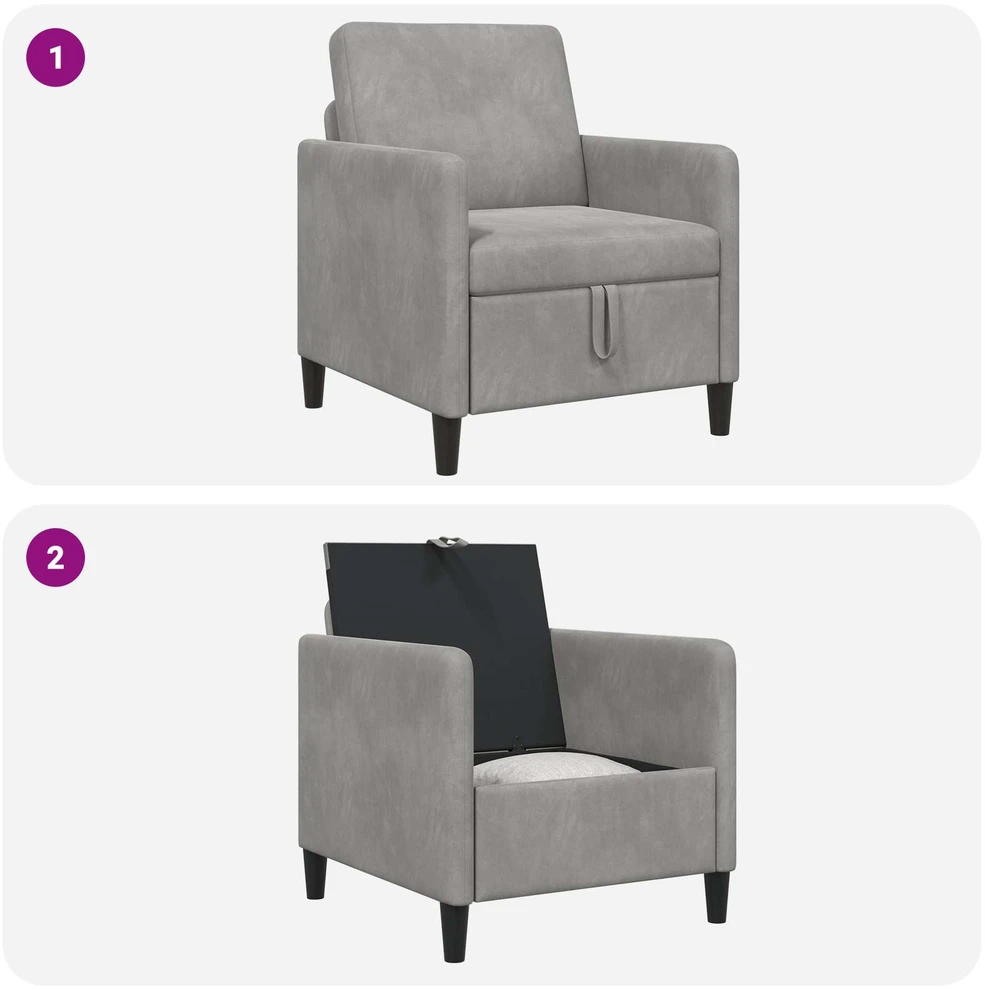 Sofa su saugojimo vieta Šviesiai pilka 72 x 78 x 87 cm