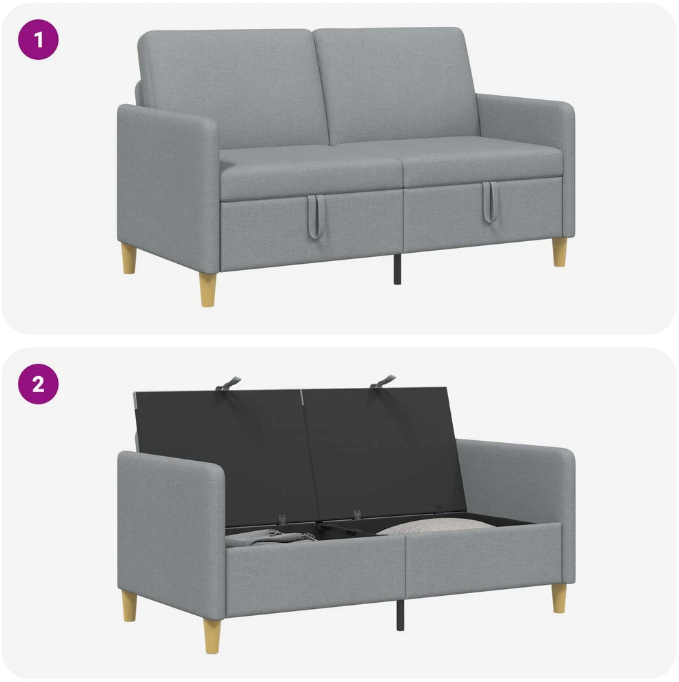 Sofa su saugojimo vieta Šviesiai pilka 152 x 78 x 87 cm