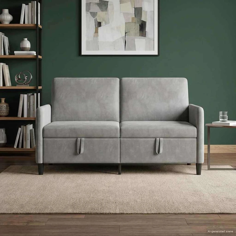 Sofa su saugojimo vieta Šviesiai pilka 152 x 78 x 87 cm