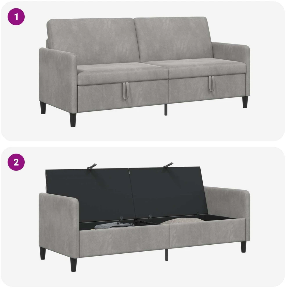 Sofa su saugojimo vieta Šviesiai pilka 192 x 78 x 87 cm