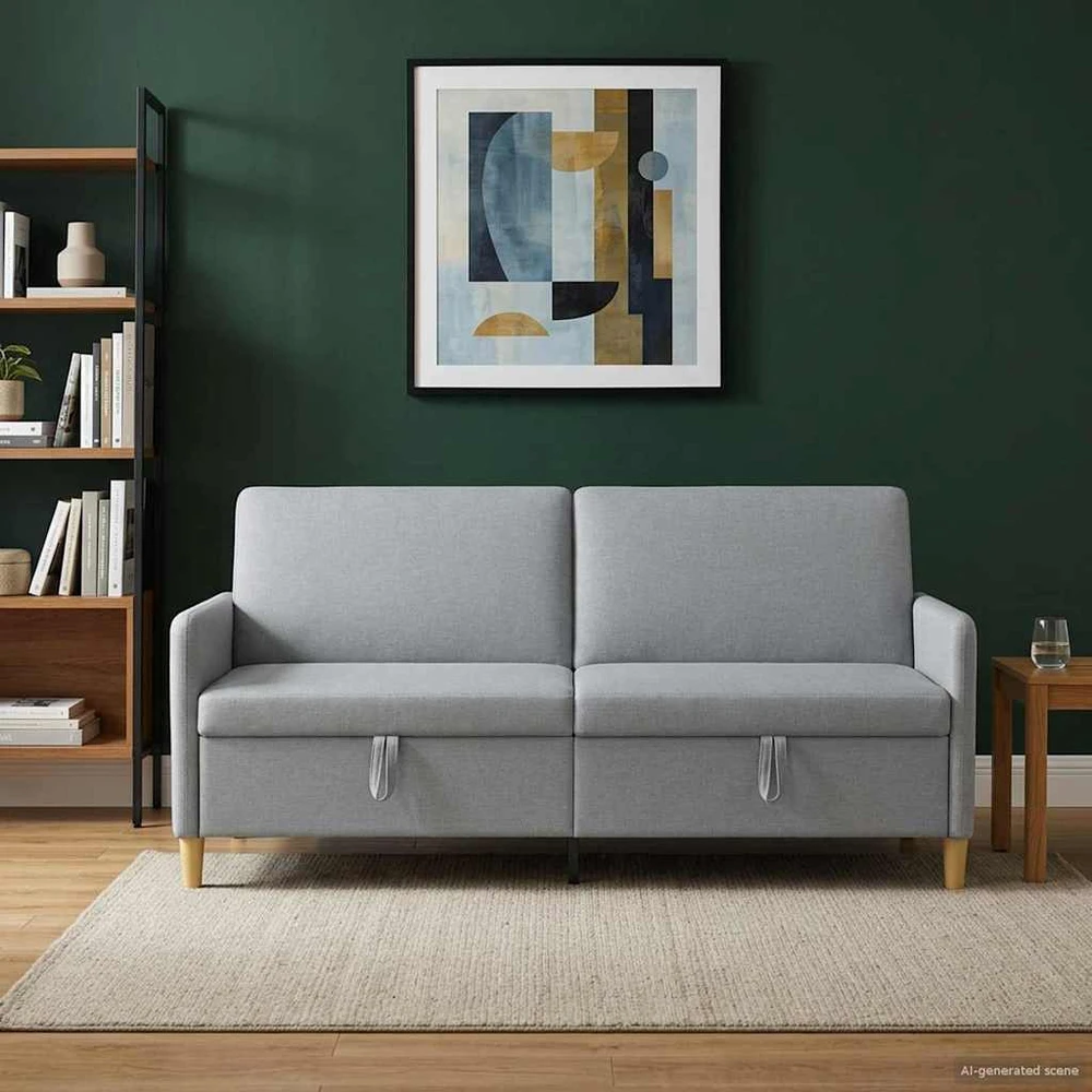 Sofa su saugojimo vieta Šviesiai pilka 192 x 78 x 87 cm