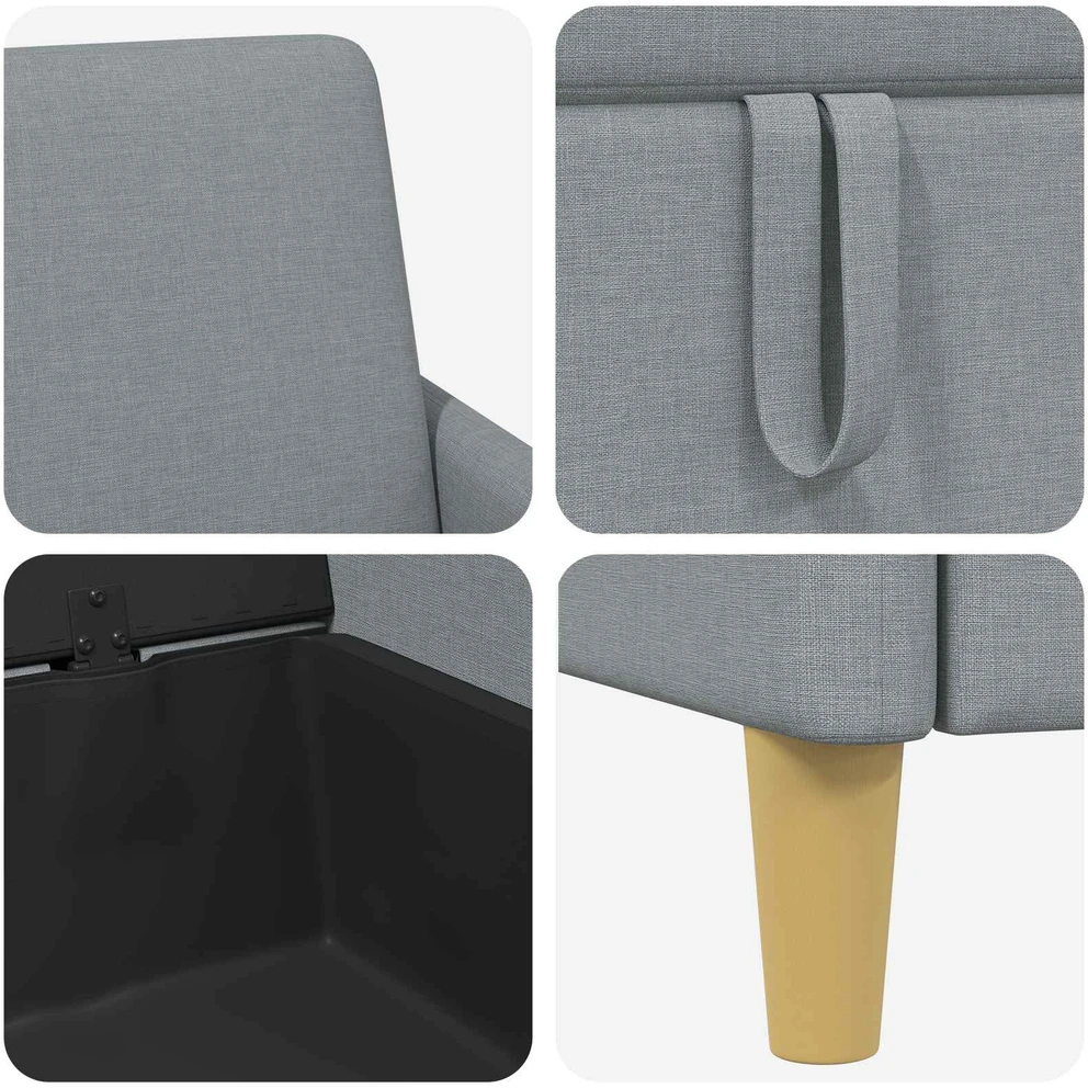 Sofa su saugojimo vieta Šviesiai pilka 192 x 78 x 87 cm