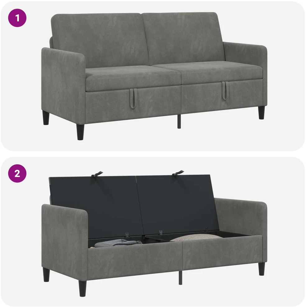 Sofa su saugojimo vieta Tamsiai pilka 172 x 78 x 87 cm