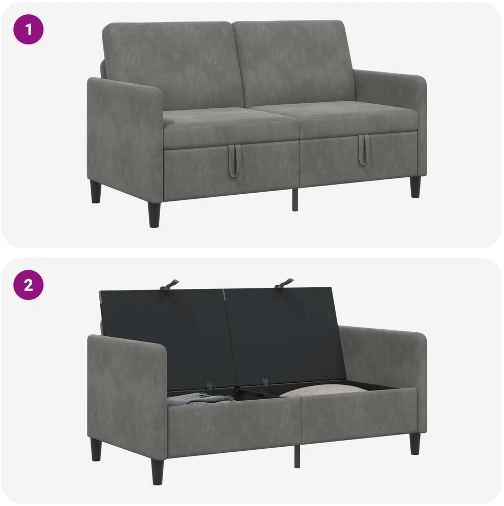 Sofa su saugojimo vieta Tamsiai pilka 152 x 78 x 87 cm