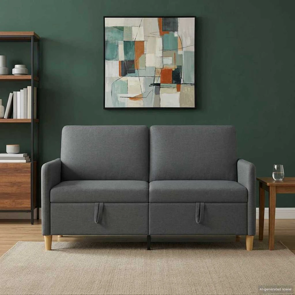 Sofa su saugojimo vieta Tamsiai pilka 152 x 78 x 87 cm