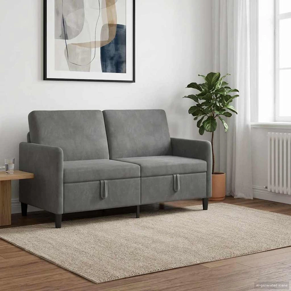 Sofa su saugojimo vieta Tamsiai pilka 152 x 78 x 87 cm