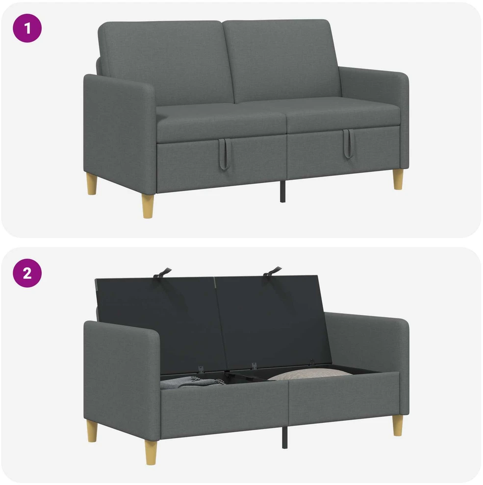 Sofa su saugojimo vieta Tamsiai pilka 152 x 78 x 87 cm