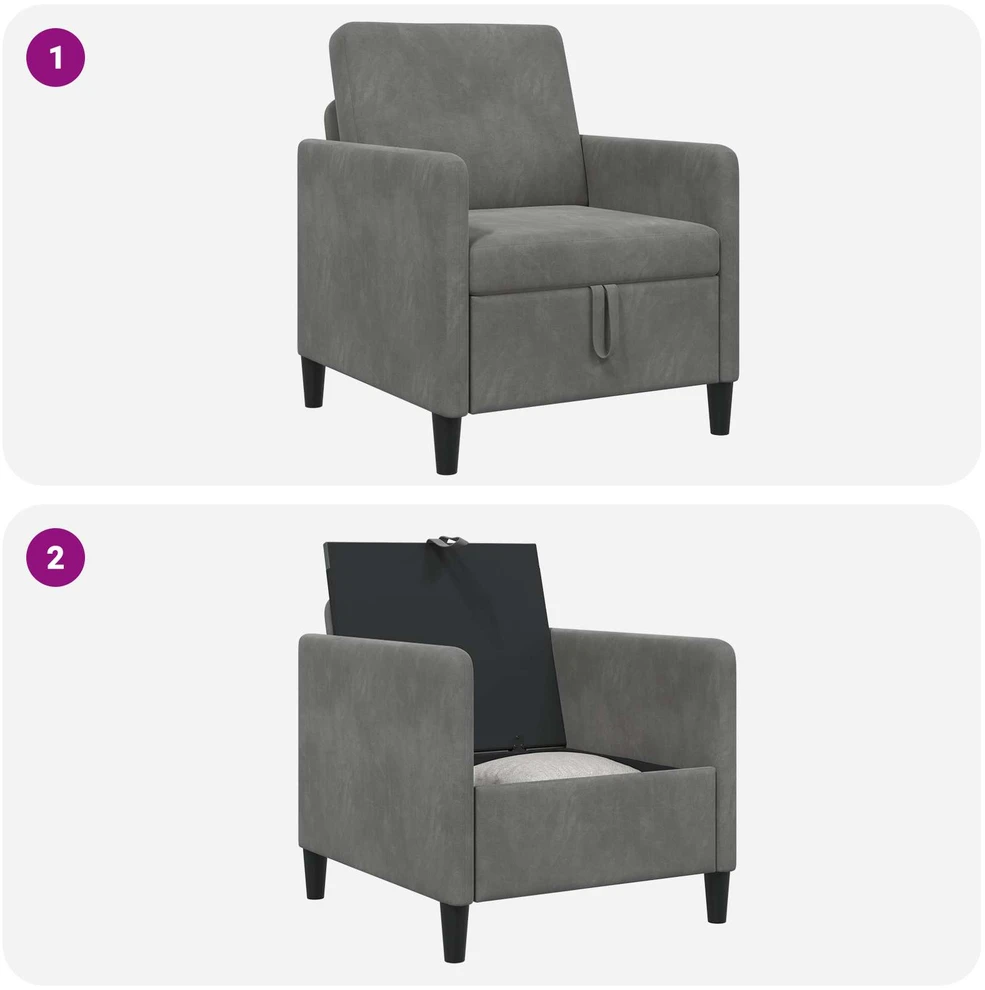 Sofa su saugojimo vieta Tamsiai pilka 72 x 78 x 87 cm