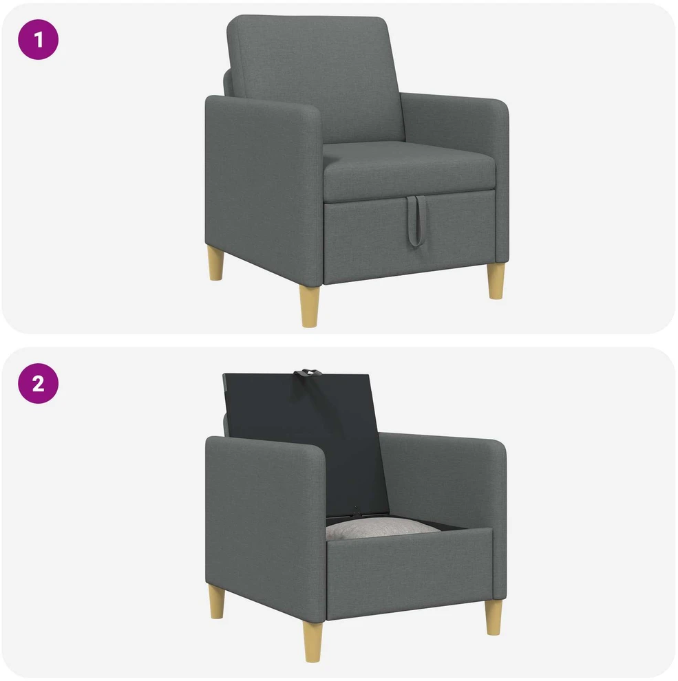 Sofa su saugojimo vieta Tamsiai pilka 72 x 78 x 87 cm