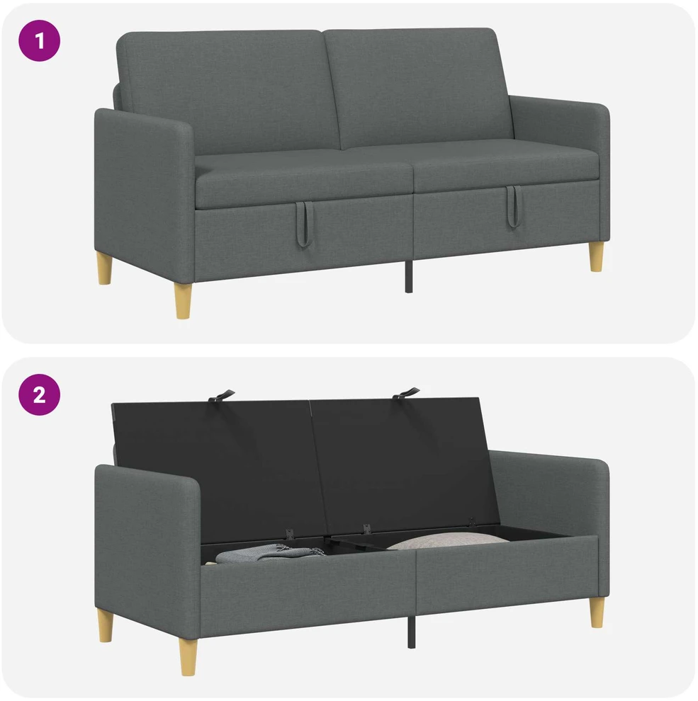 Sofa su saugojimo vieta Tamsiai pilka 172 x 78 x 87 cm
