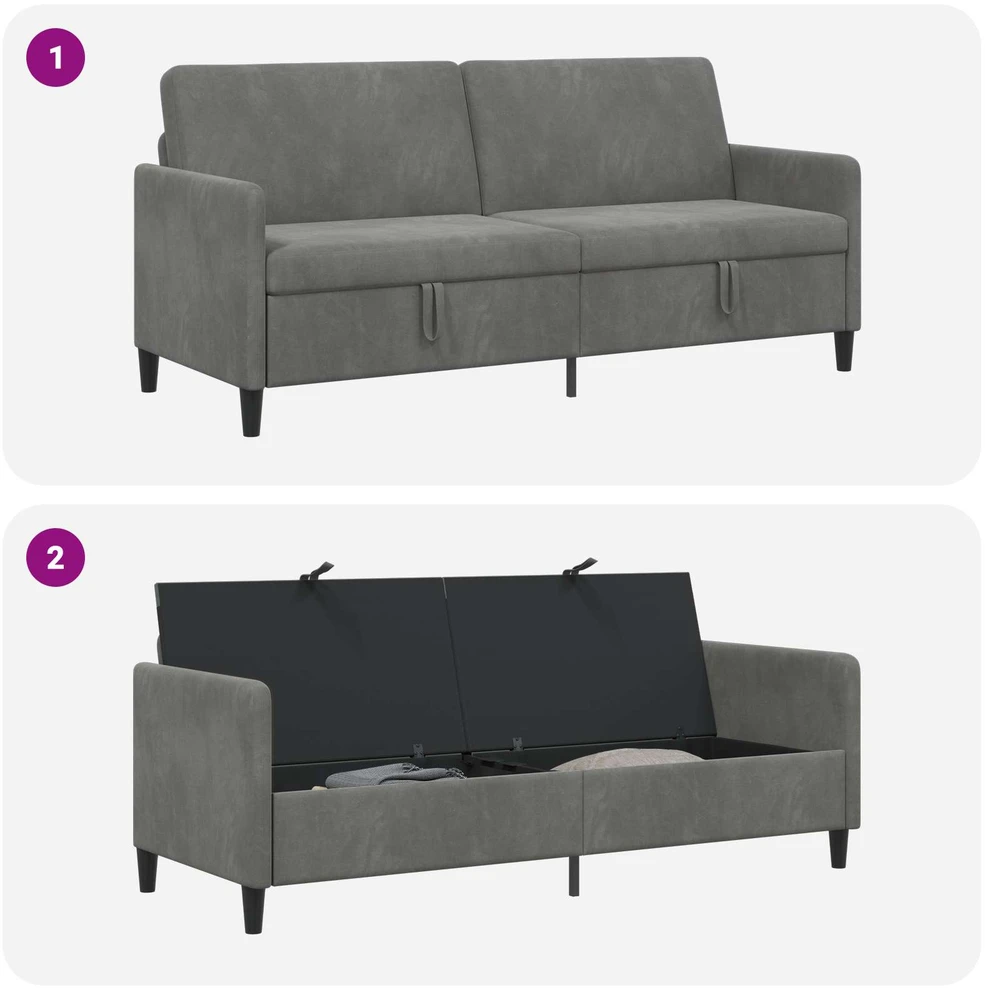 Sofa su saugojimo vieta Tamsiai pilka 192 x 78 x 87 cm
