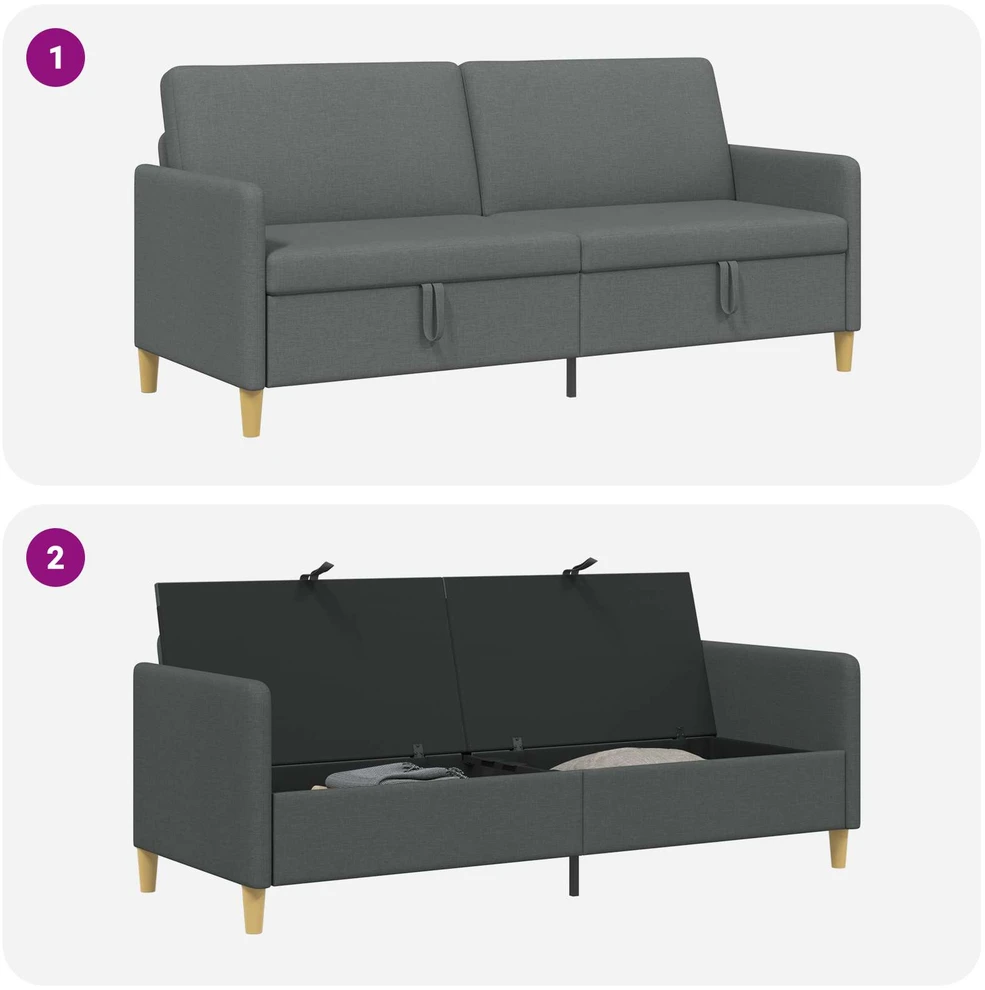 Sofa su saugojimo vieta Tamsiai pilka 192 x 78 x 87 cm