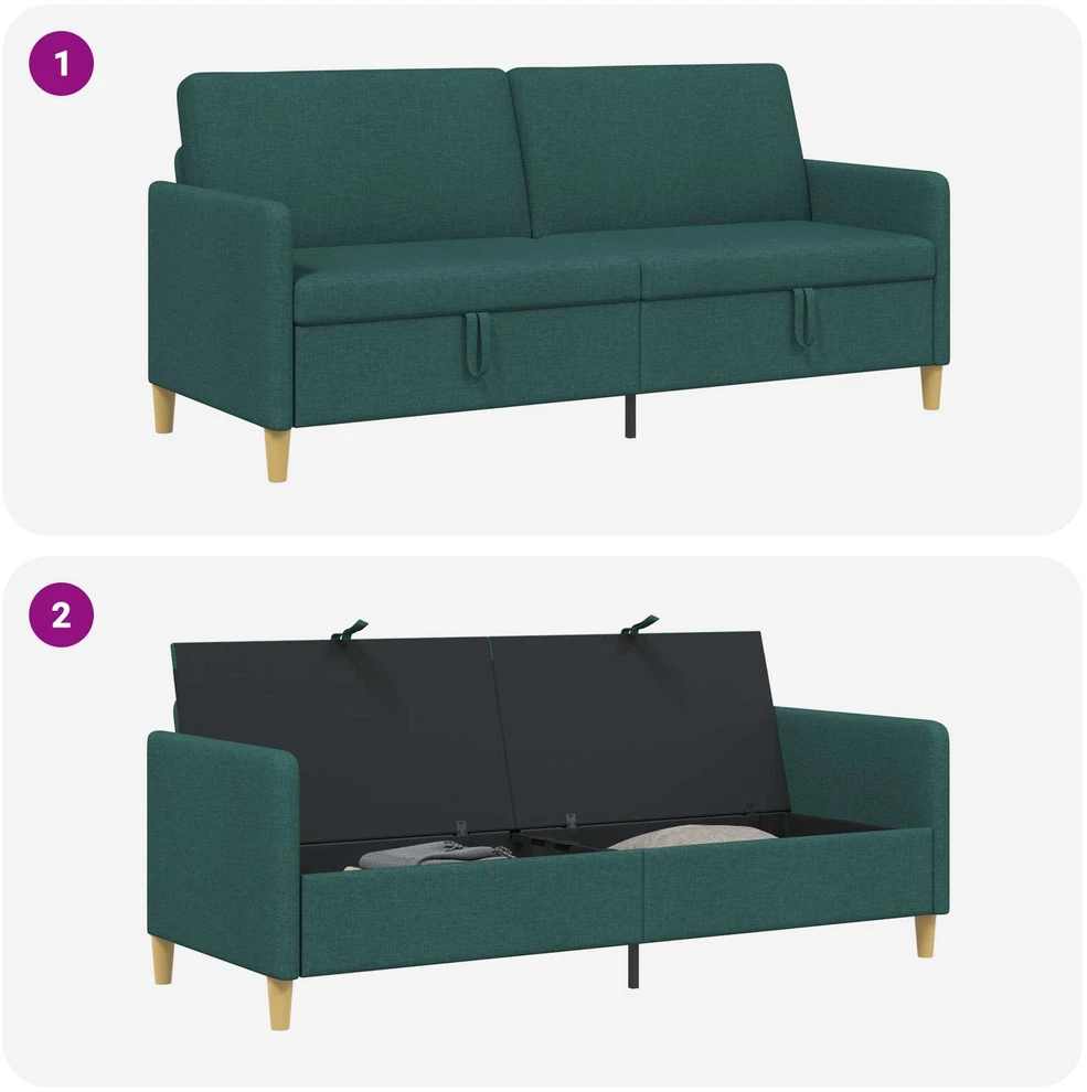 Sofa su saugojimo vieta Tamsiai žalia 192 x 78 x 87 cm