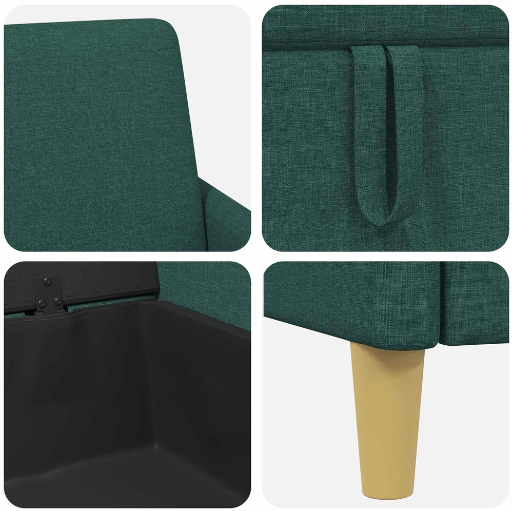 Sofa su saugojimo vieta Tamsiai žalia 192 x 78 x 87 cm