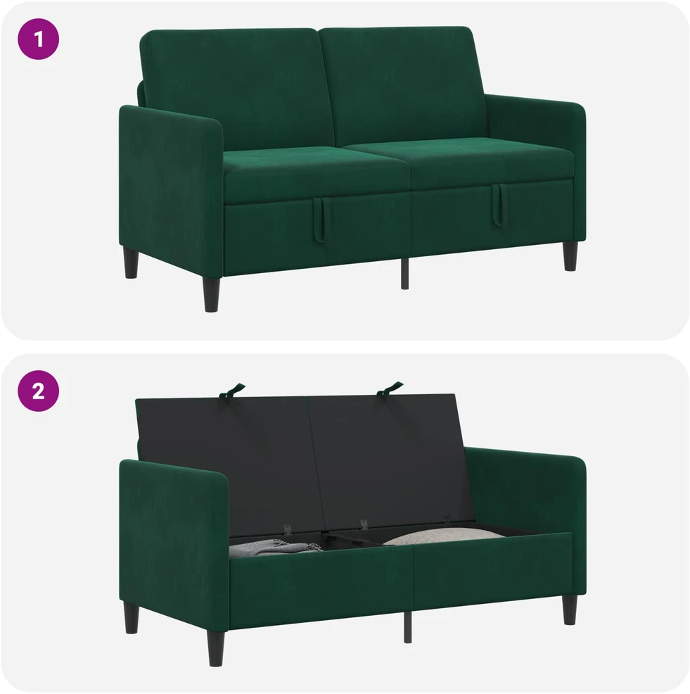 Sofa su saugojimo vieta Tamsiai žalia 152 x 78 x 87 cm