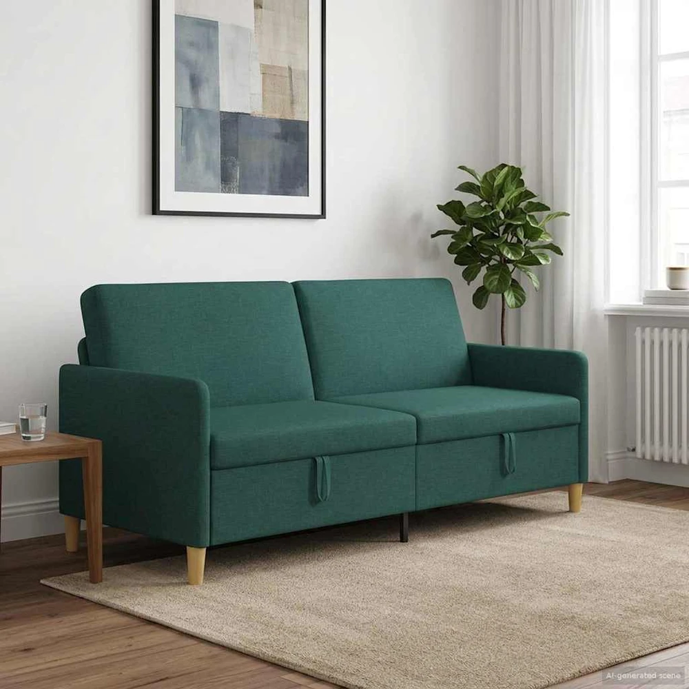 Sofa su saugojimo vieta Tamsiai žalia 192 x 78 x 87 cm