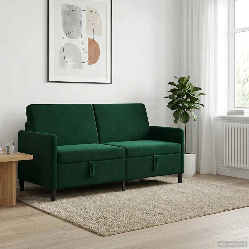 Sofa su saugojimo vieta Tamsiai žalia 172 x 78 x 87 cm