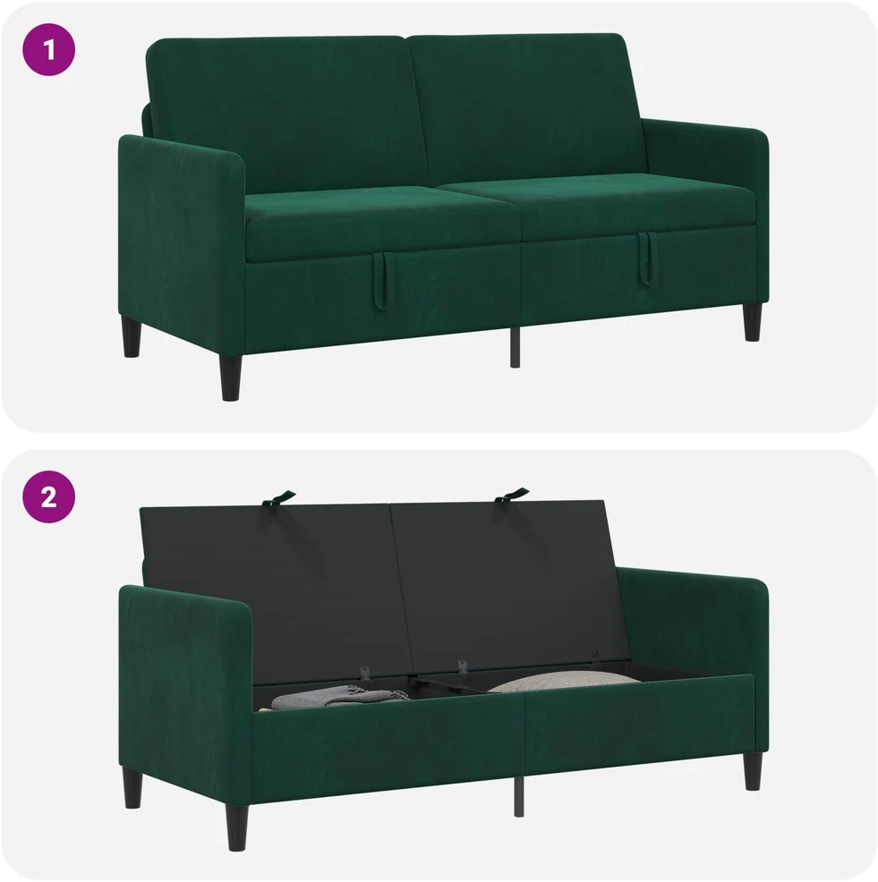 Sofa su saugojimo vieta Tamsiai žalia 172 x 78 x 87 cm