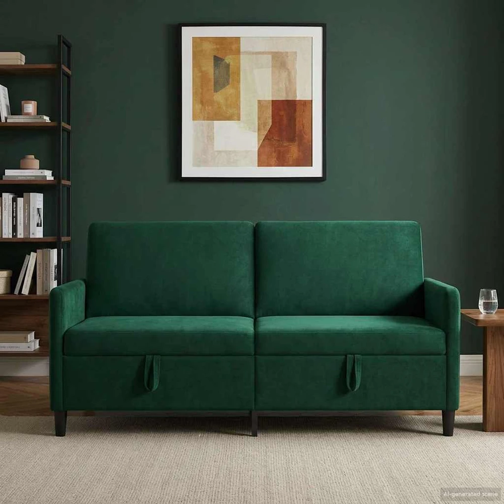 Sofa su saugojimo vieta Tamsiai žalia 172 x 78 x 87 cm