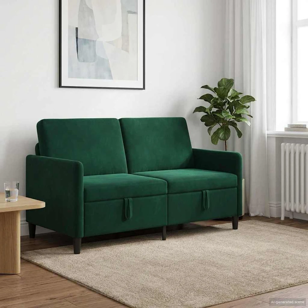 Sofa su saugojimo vieta Tamsiai žalia 152 x 78 x 87 cm