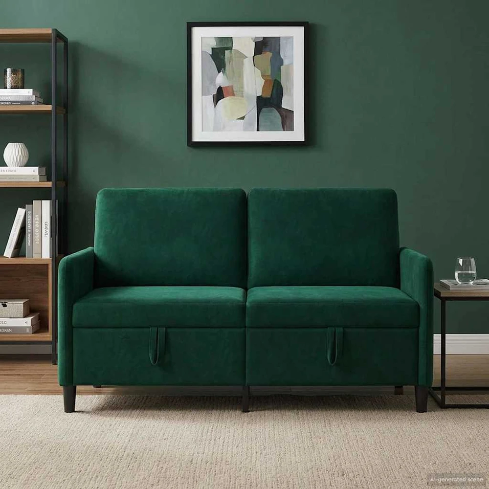 Sofa su saugojimo vieta Tamsiai žalia 152 x 78 x 87 cm