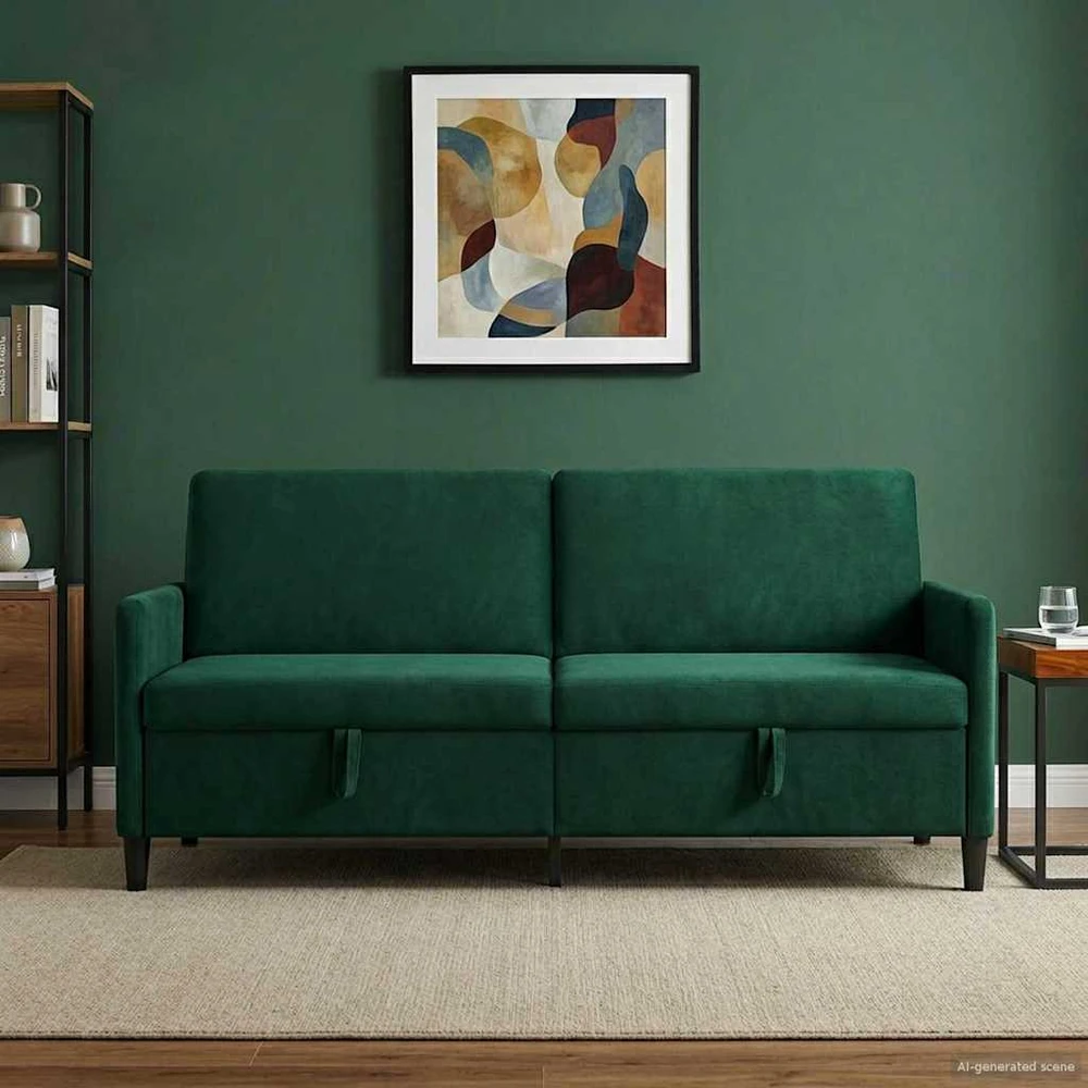 Sofa su saugojimo vieta Tamsiai žalia 192 x 78 x 87 cm