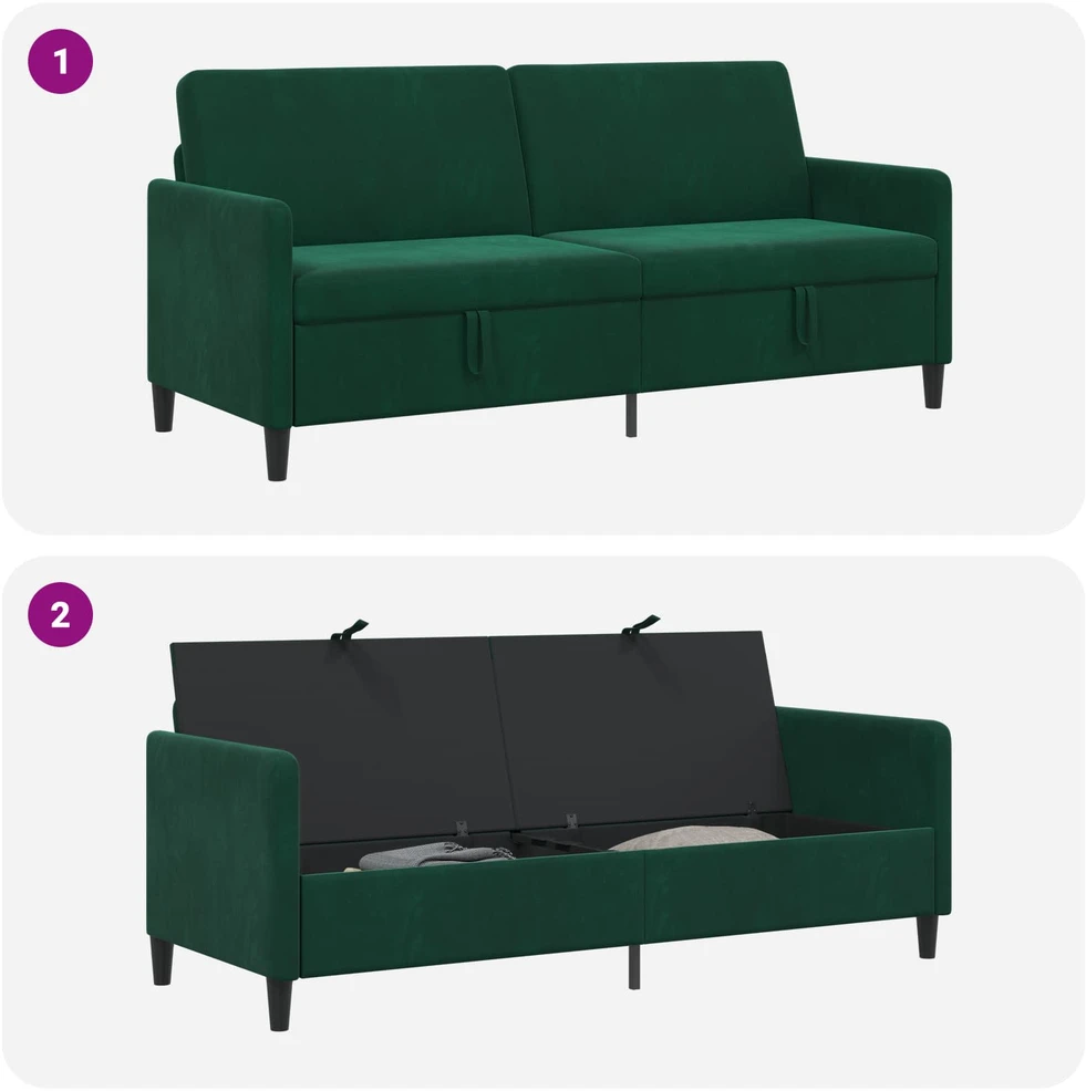 Sofa su saugojimo vieta Tamsiai žalia 192 x 78 x 87 cm