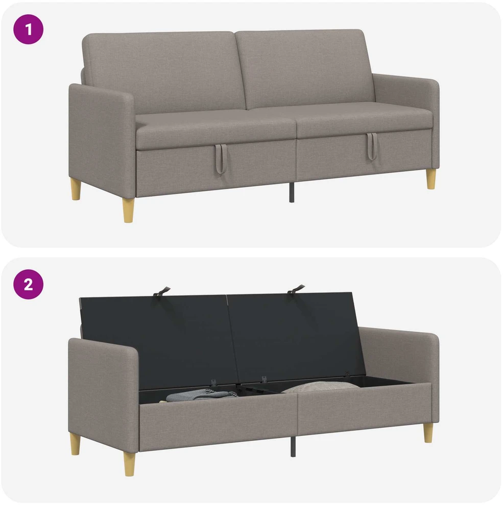 Sofa su saugojimo vieta Taupe 192 x 78 x 87 cm Poliesteris