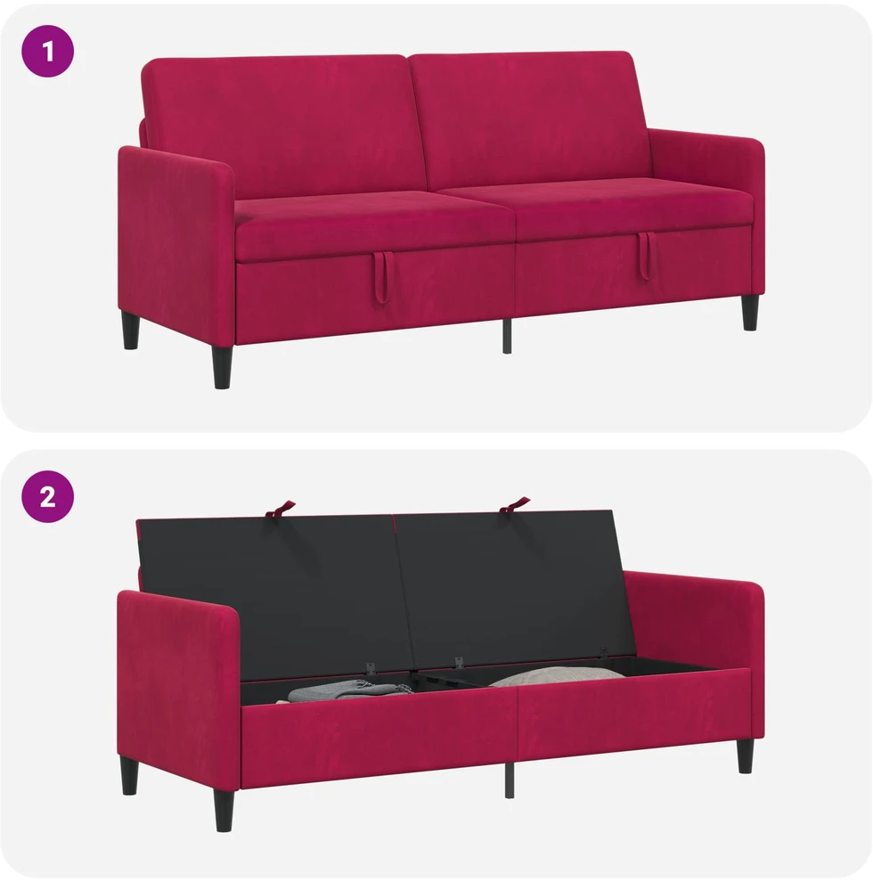 Sofa su saugojimo vieta Vyno raudona 192 x 78 x 87 cm
