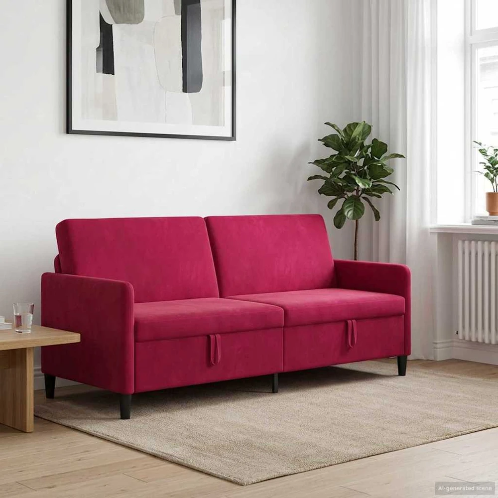 Sofa su saugojimo vieta Vyno raudona 192 x 78 x 87 cm