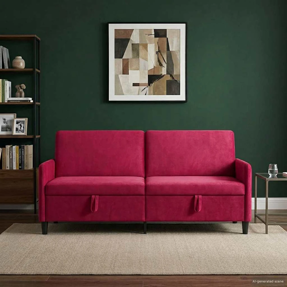 Sofa su saugojimo vieta Vyno raudona 192 x 78 x 87 cm