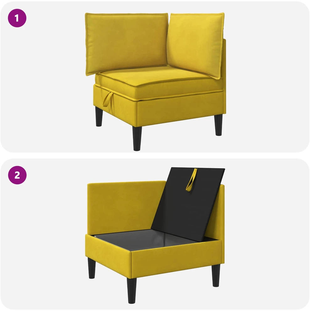 Sofa su saugojimu Geltona Aksomas
