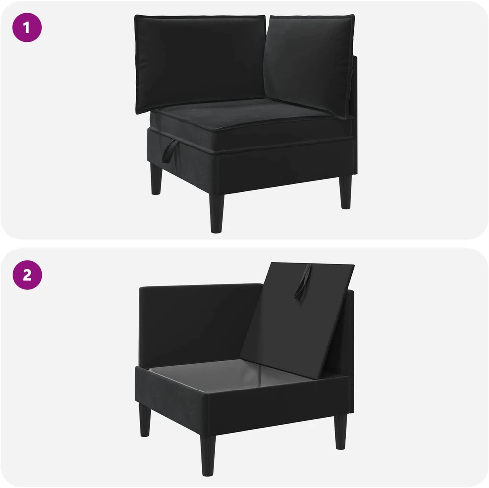 Sofa su saugojimu Juoda Aksomas