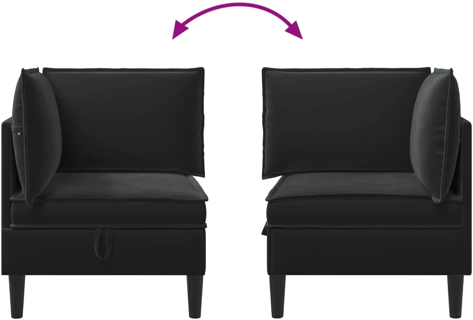 Sofa su saugojimu Juoda Aksomas