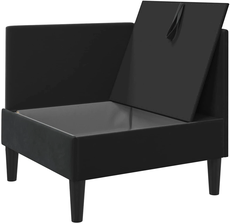 Sofa su saugojimu Juoda Aksomas