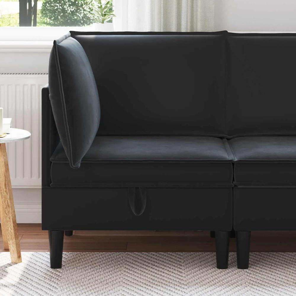 Sofa su saugojimu Juoda Aksomas