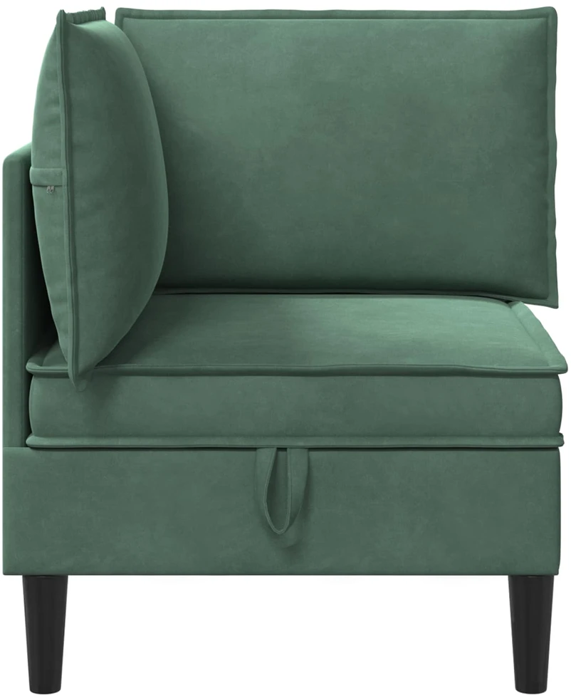 Sofa su saugojimu Jūrinė žalia Aksomas