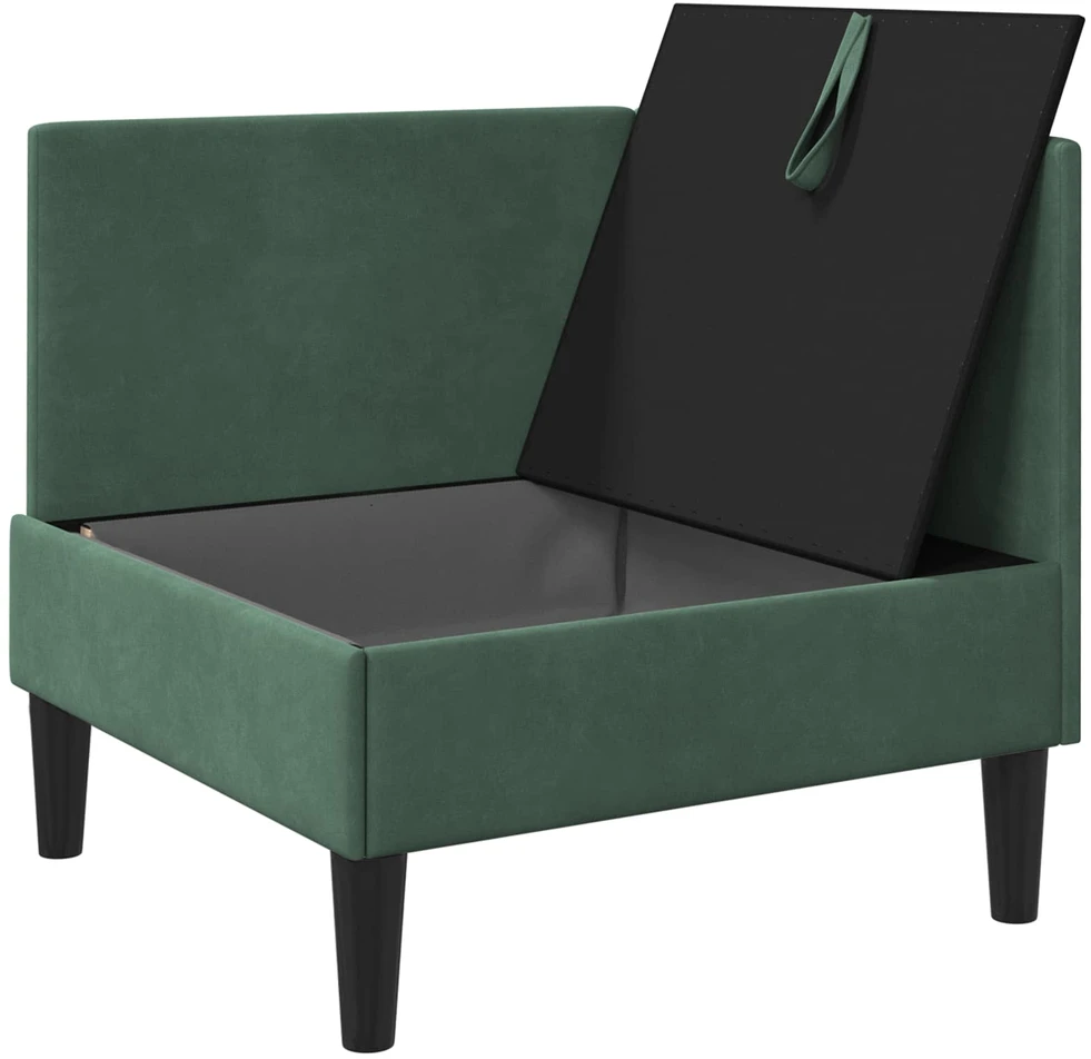 Sofa su saugojimu Jūrinė žalia Aksomas